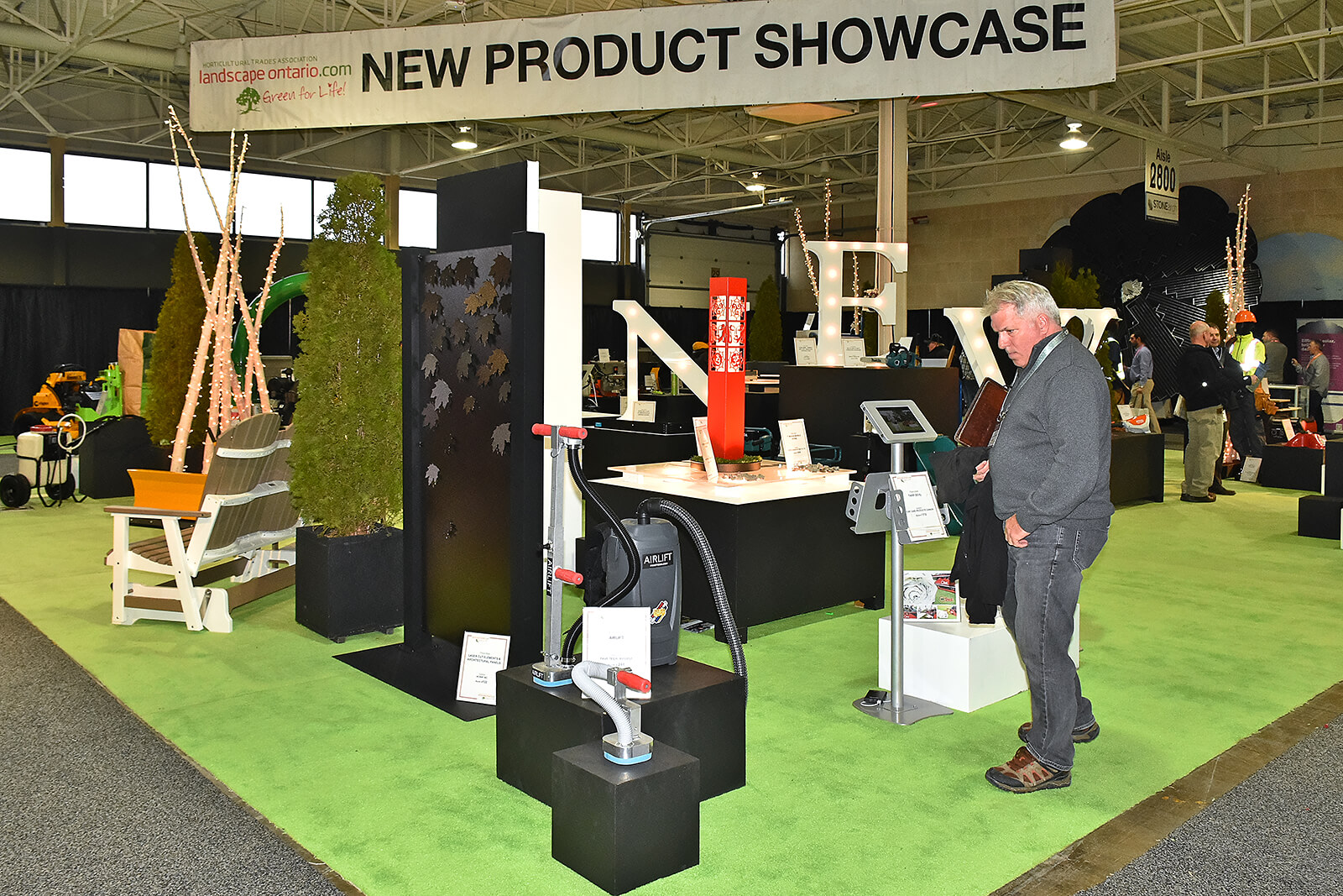 Person looking at new products at a trade show