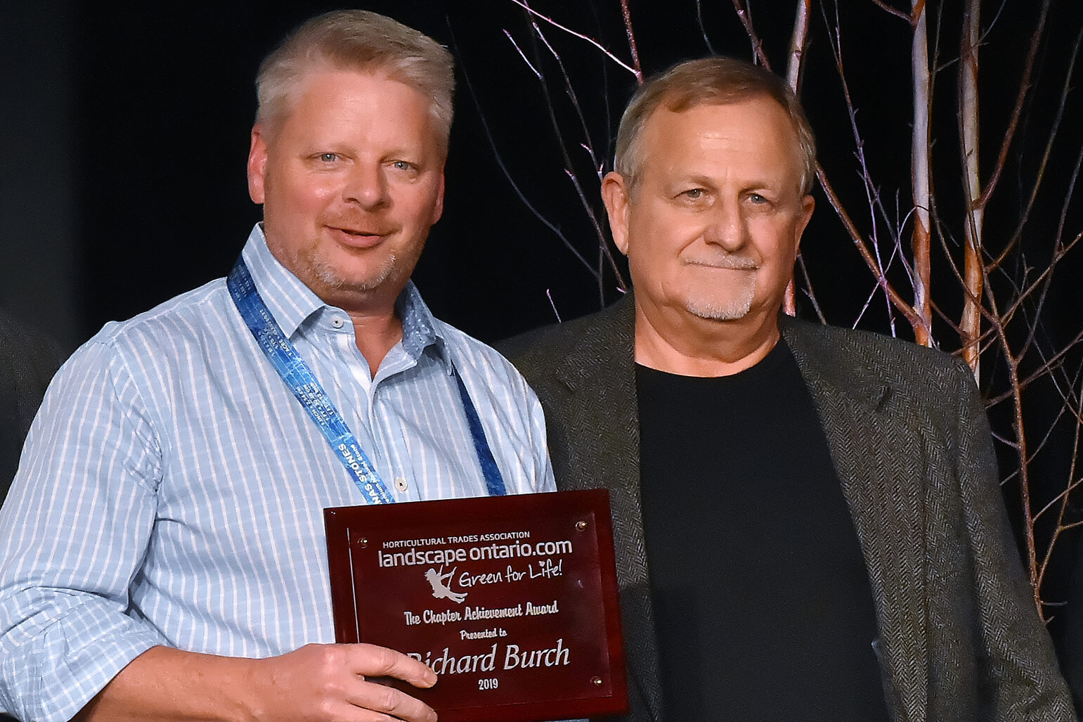 richard burch, recipient of the 2019 Chapter achievement award, with Phil Dickie
