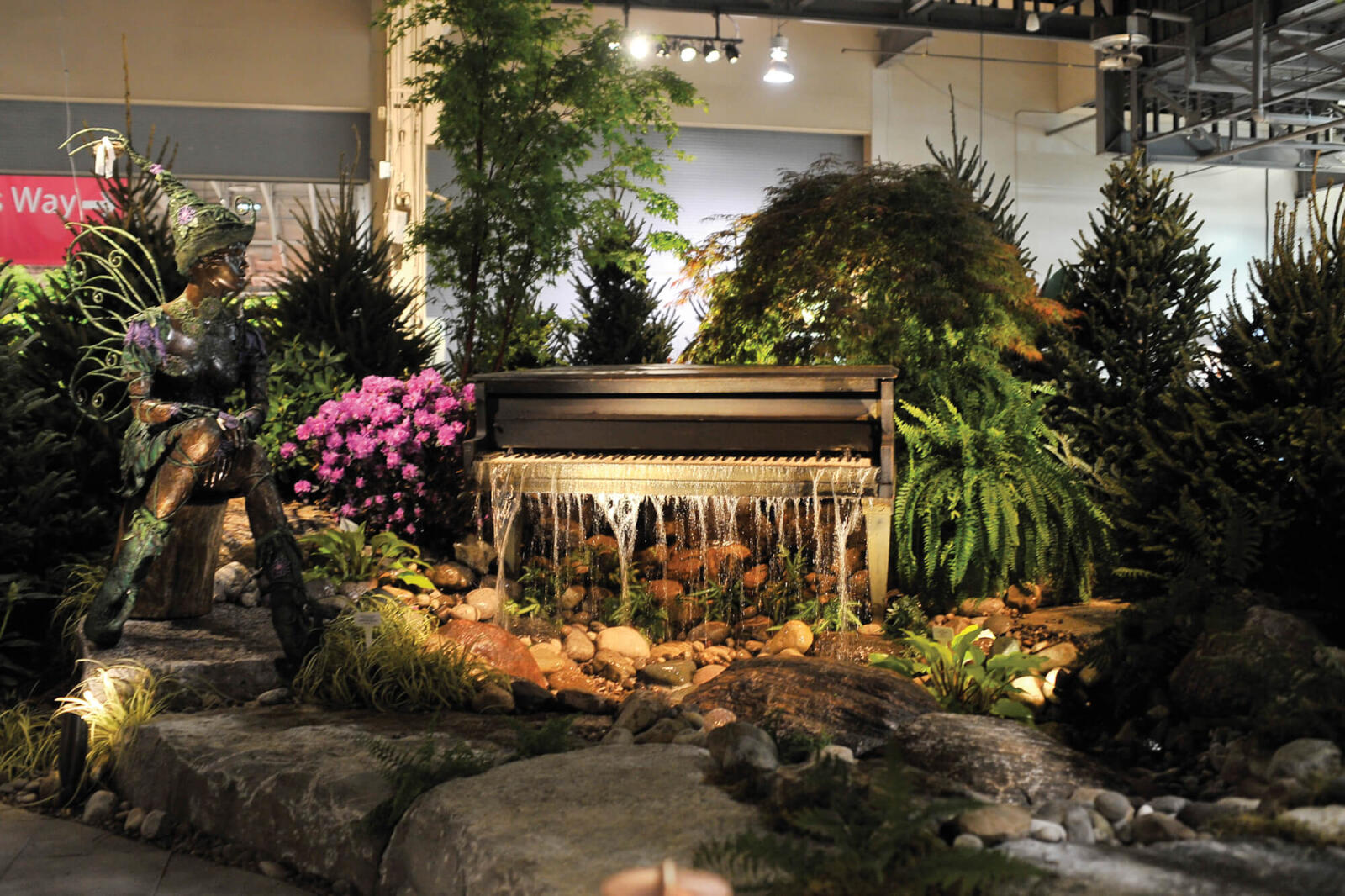 piano in a feature garden