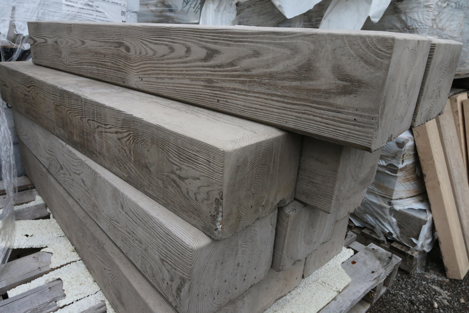 stone blocks that look like wood posts