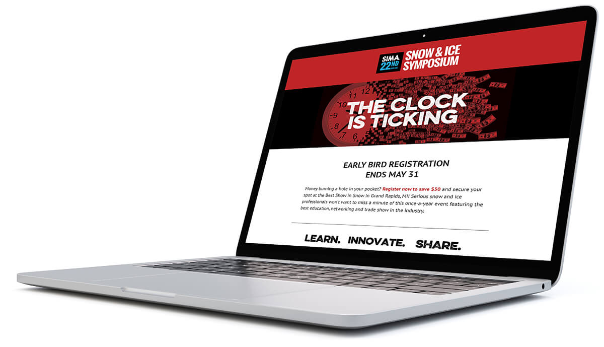 computer laptop with custom eblast on screen