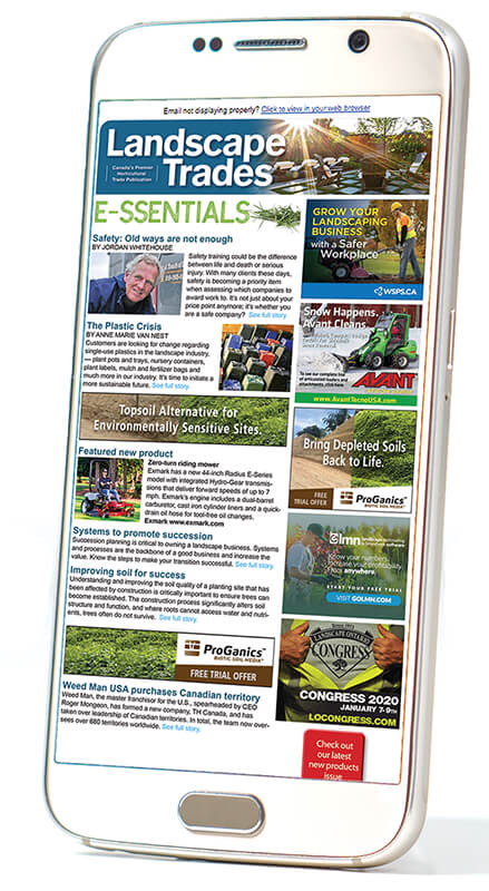 smartphone with LT essentials newsletter