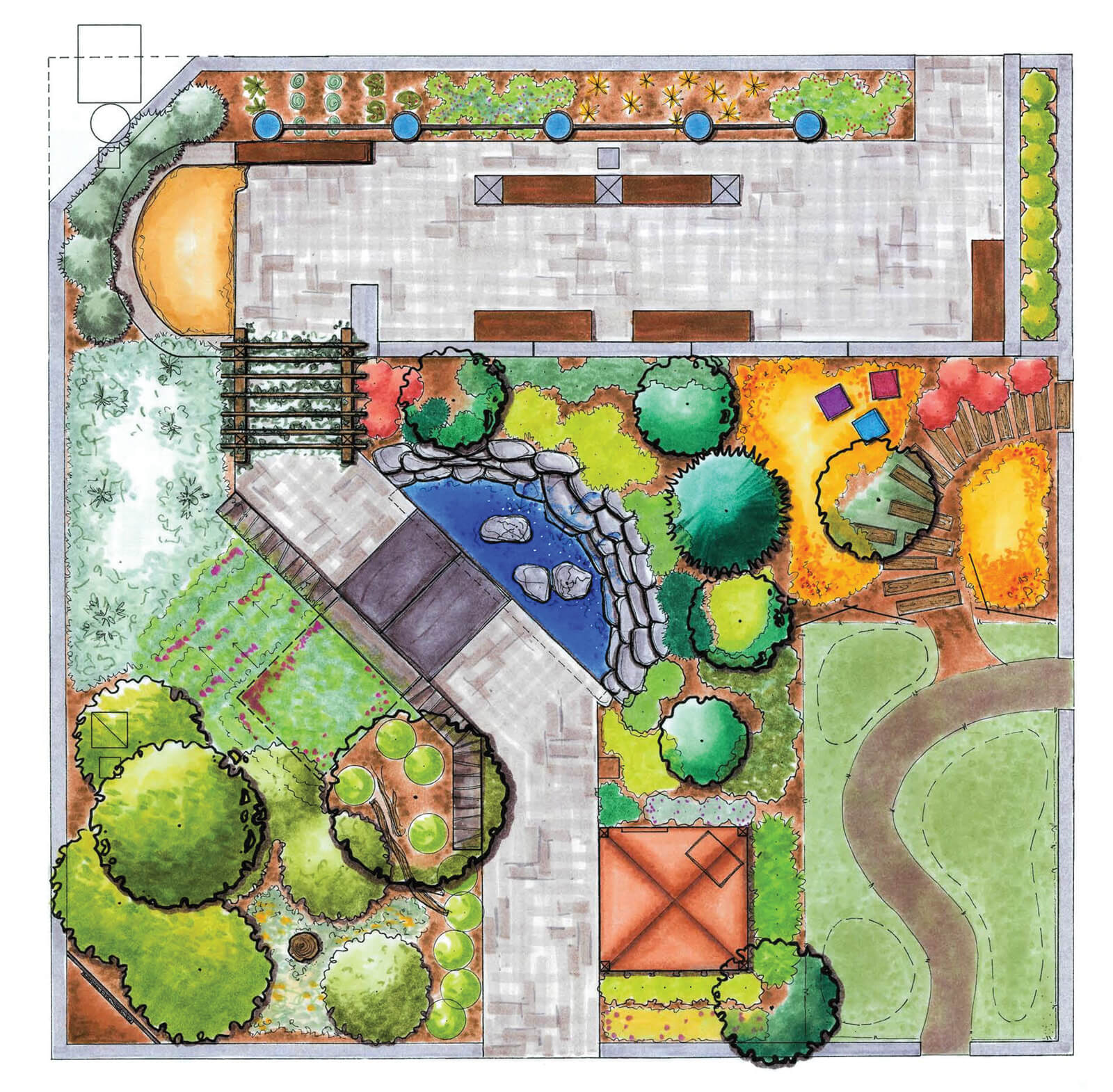 overview sketch of garden design