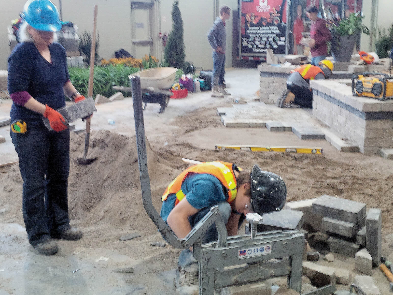 students building a garden