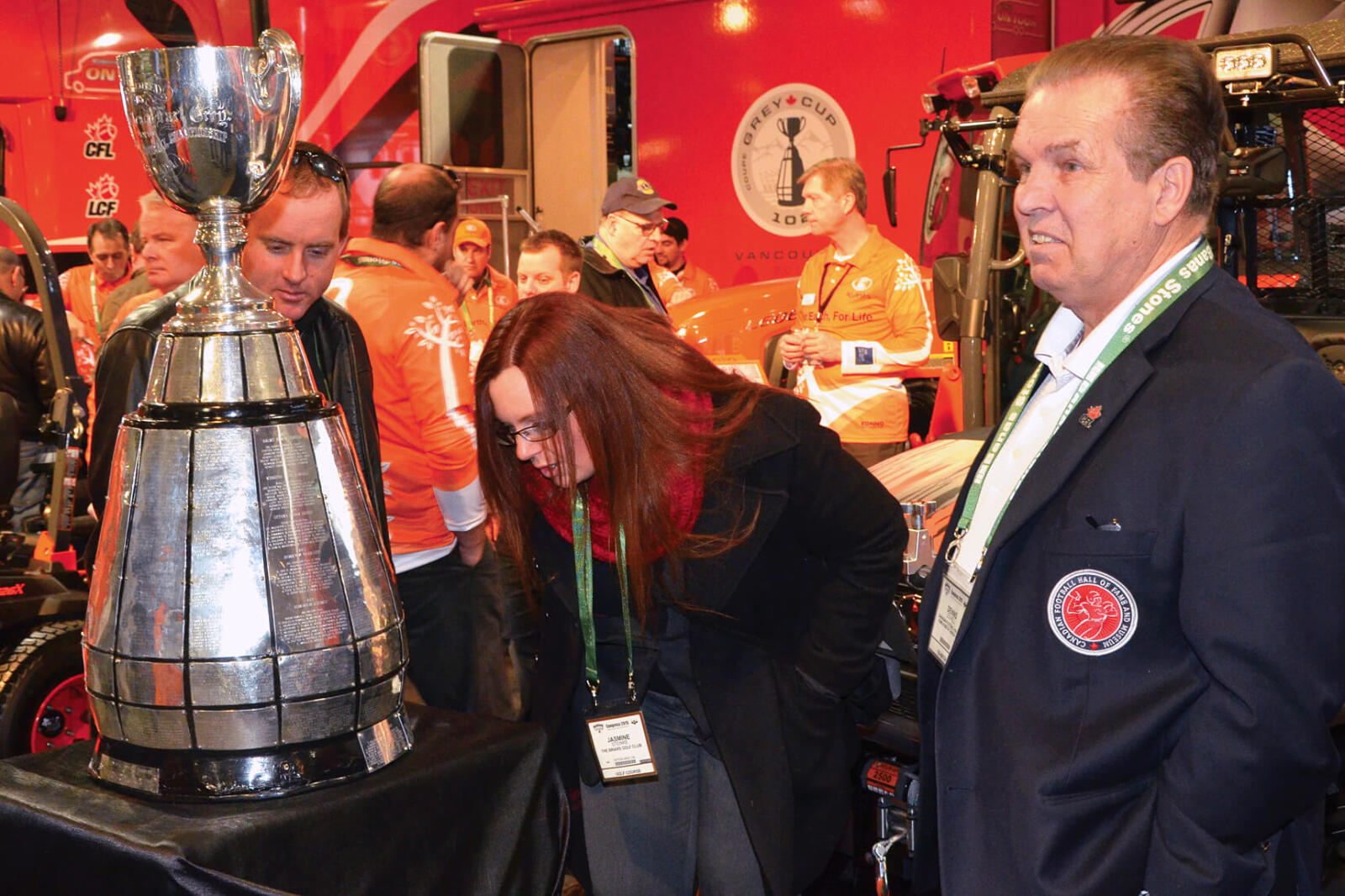 people looking at the Grey Cup