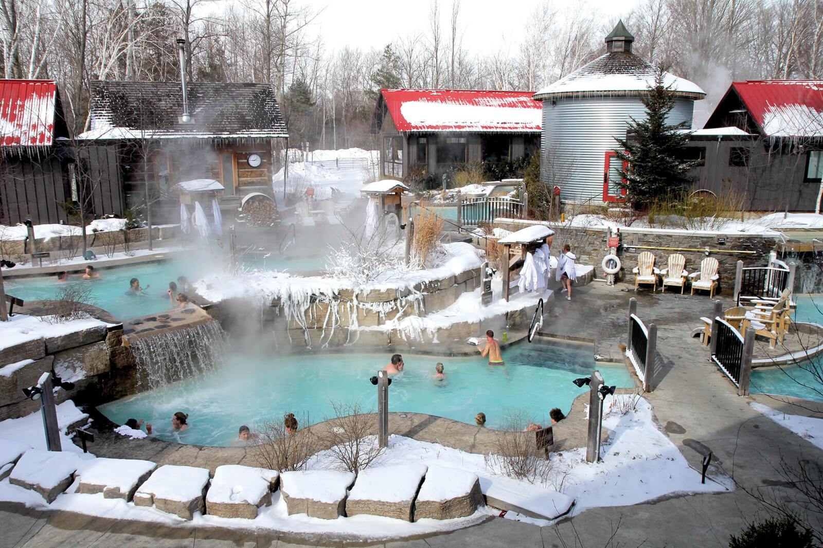 outdoor spa in winter