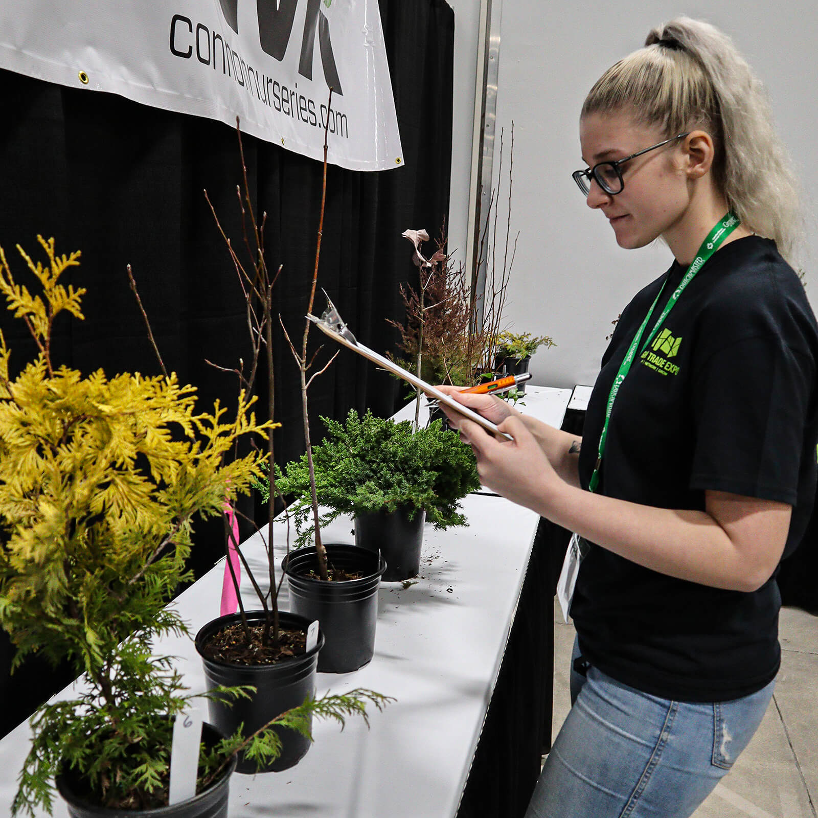 student taking a test on plant types