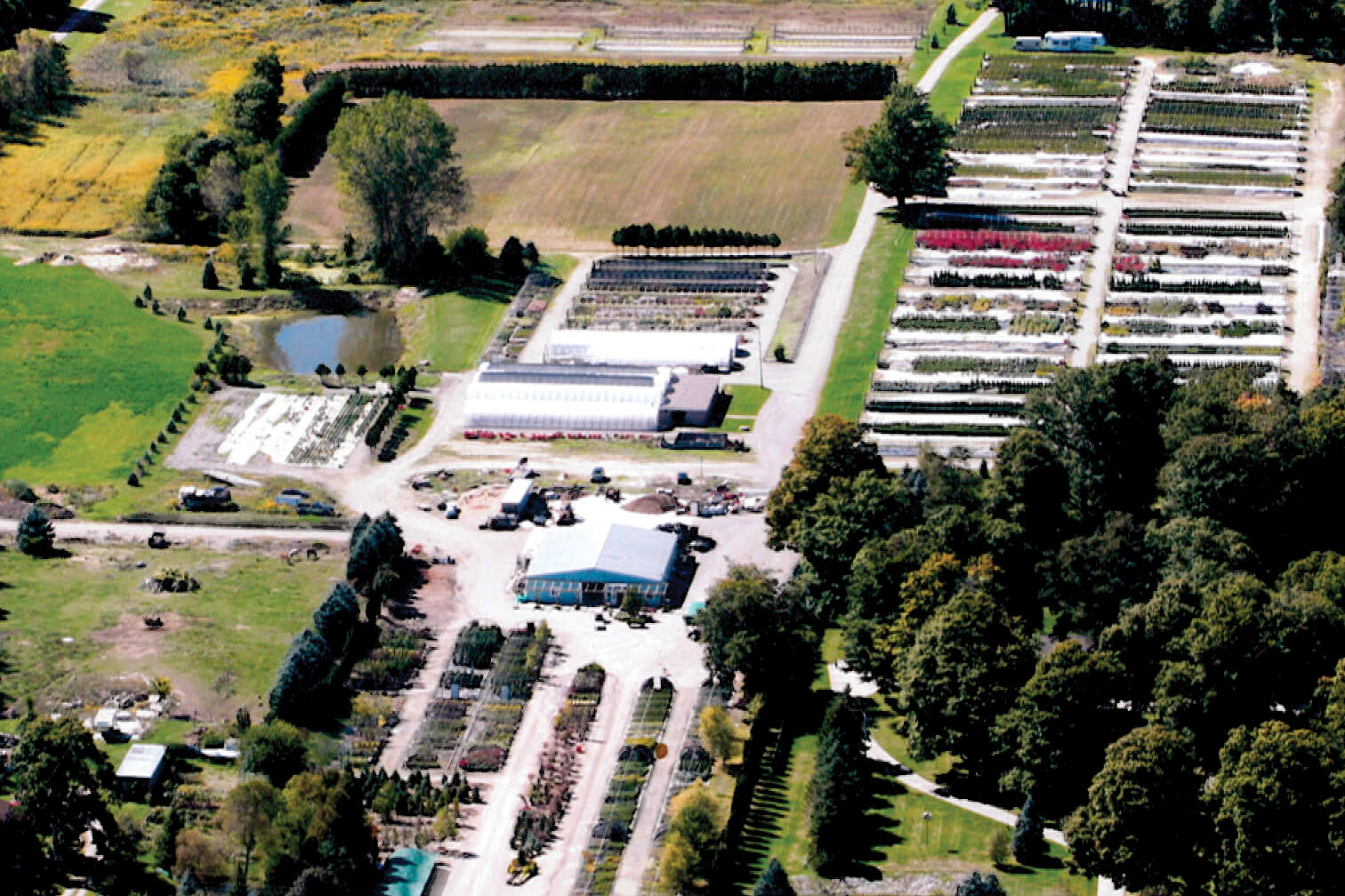 aerial view of a nursery operation