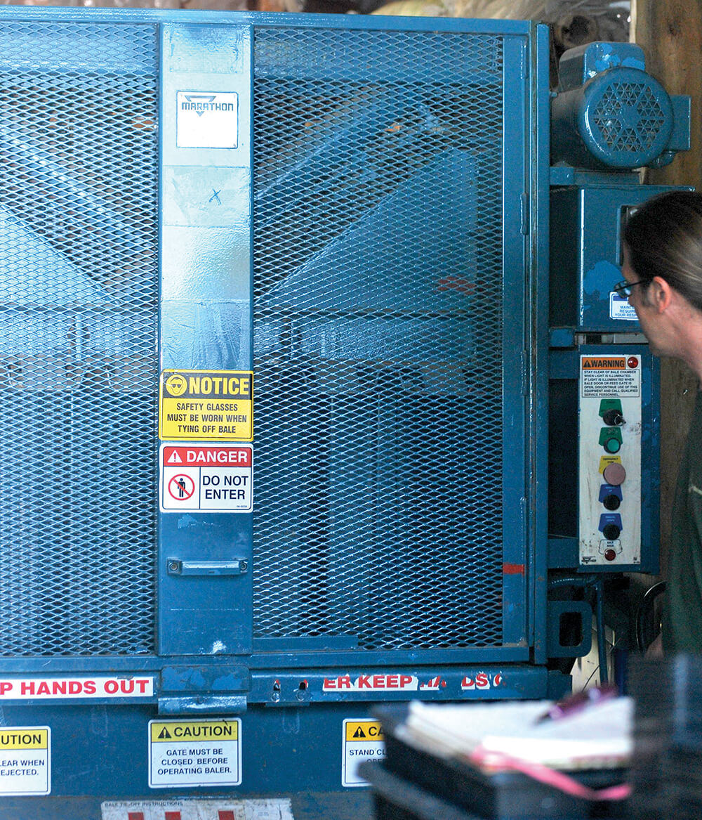 blue mechanical baler