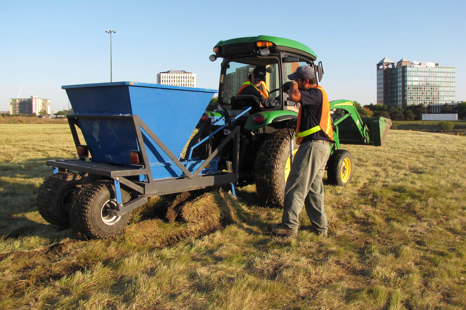 bulb planting machine at work