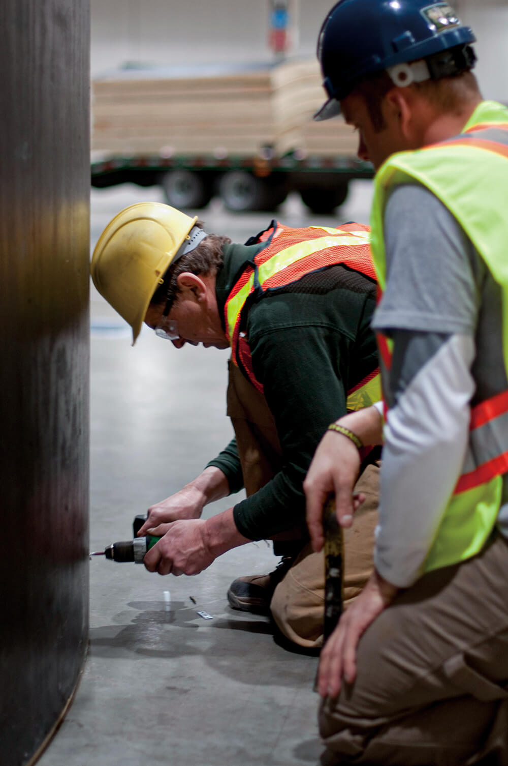 man using a cordless drill