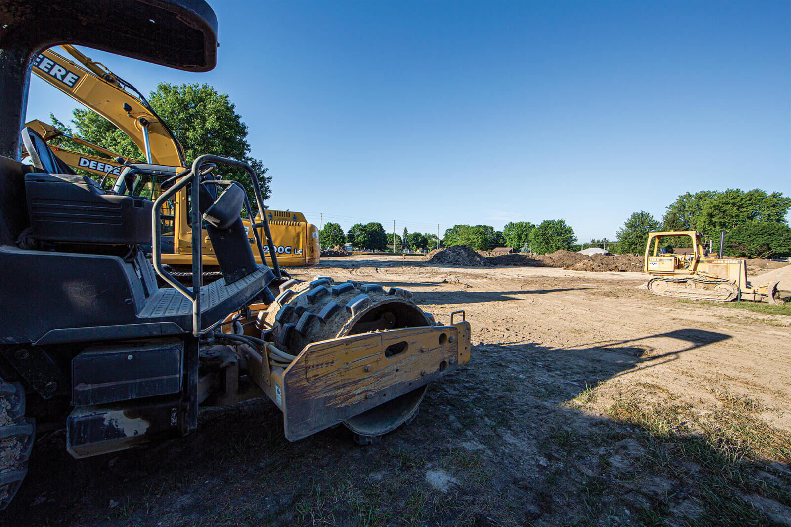 construction equipment building a park