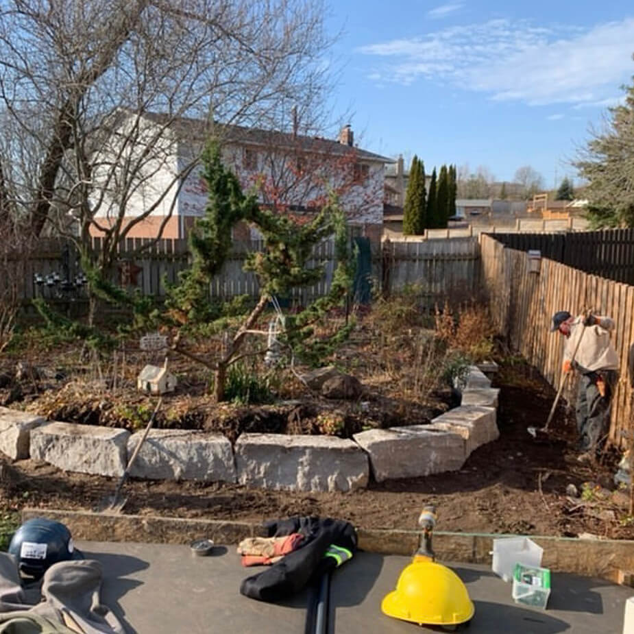 work being done in a backyard