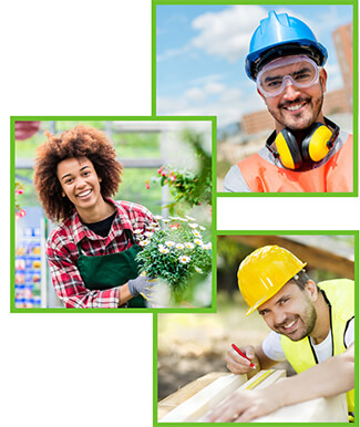 workers in various jobs