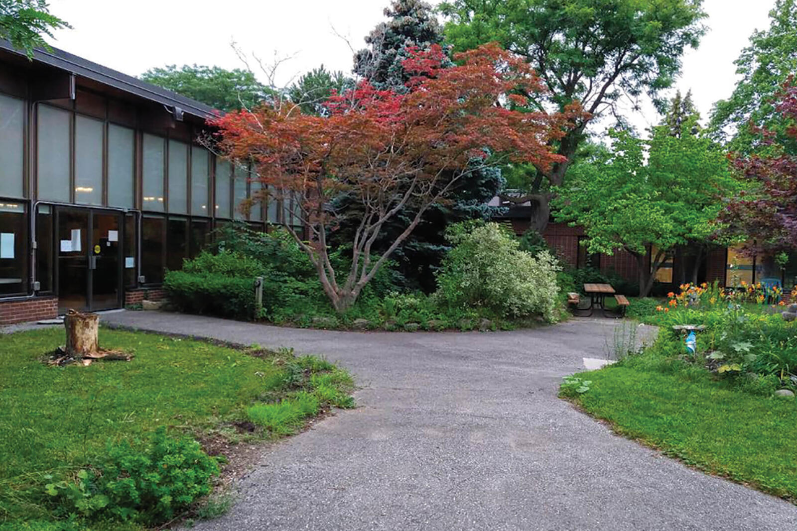 front entrance to the building-before