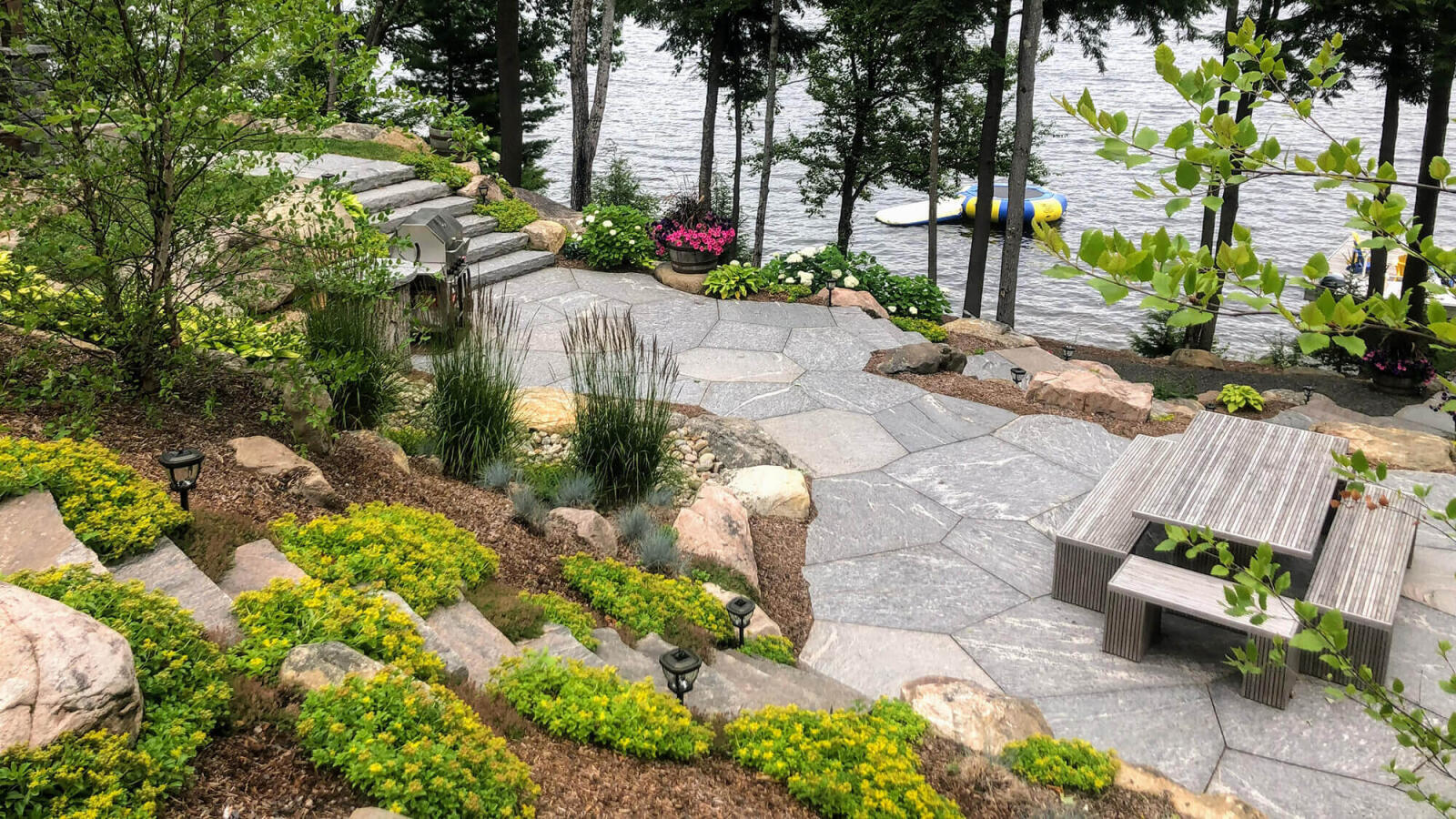 natural rock terrace by a lake
