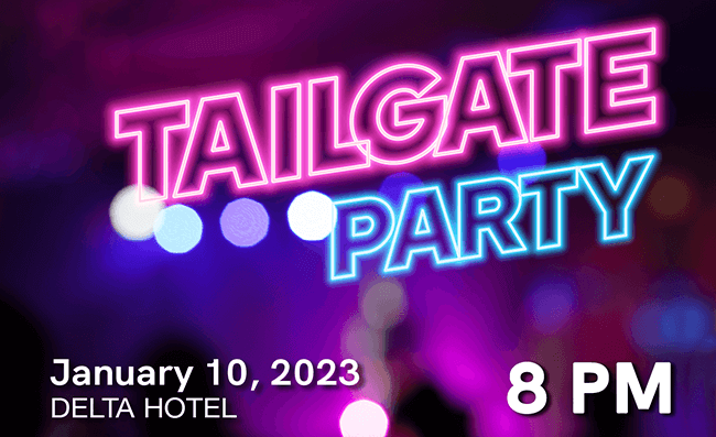 tailgate party jan 10 delta hotel 8 pm