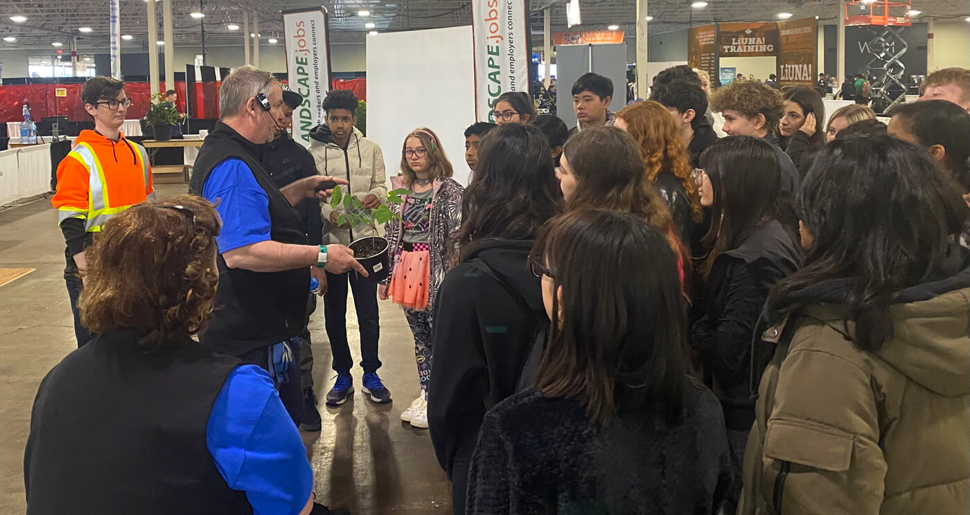 group of students listening to a talk