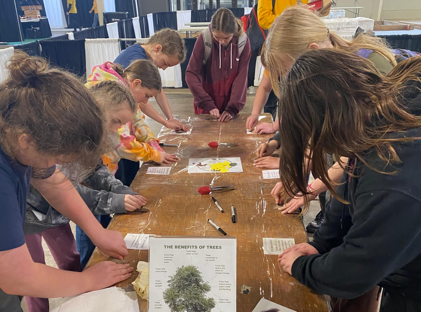 students working at a table