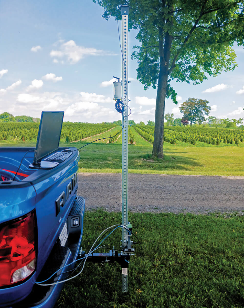 camera mounted on the back of a pickup truck