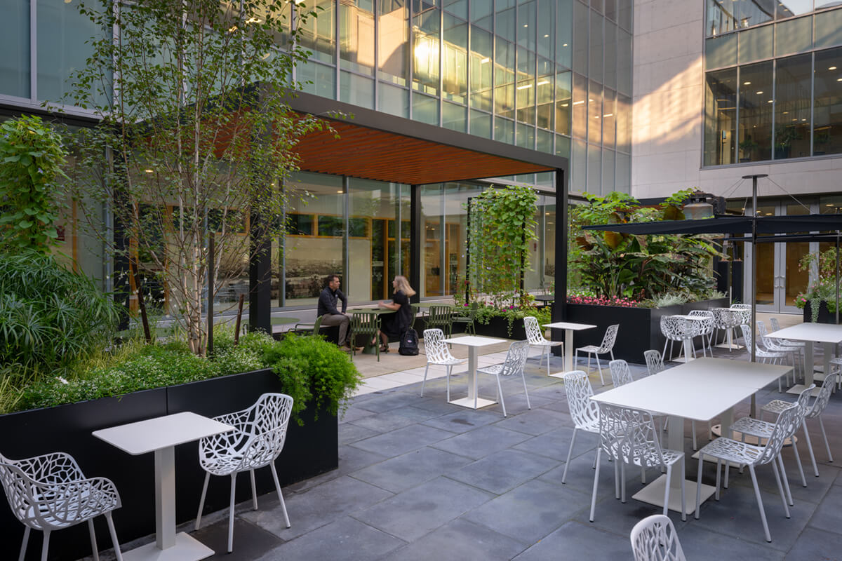 outdoor patio courtyard area in front of a public building