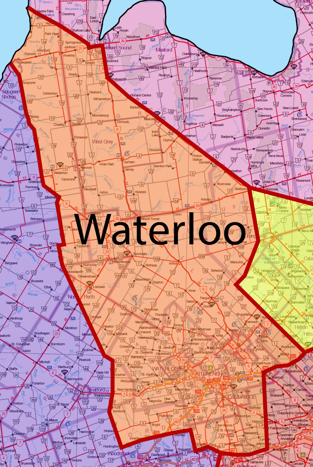 map of waterloo area