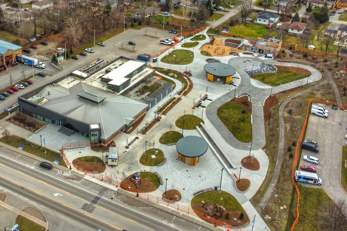 aerial view of an award winning landscape project