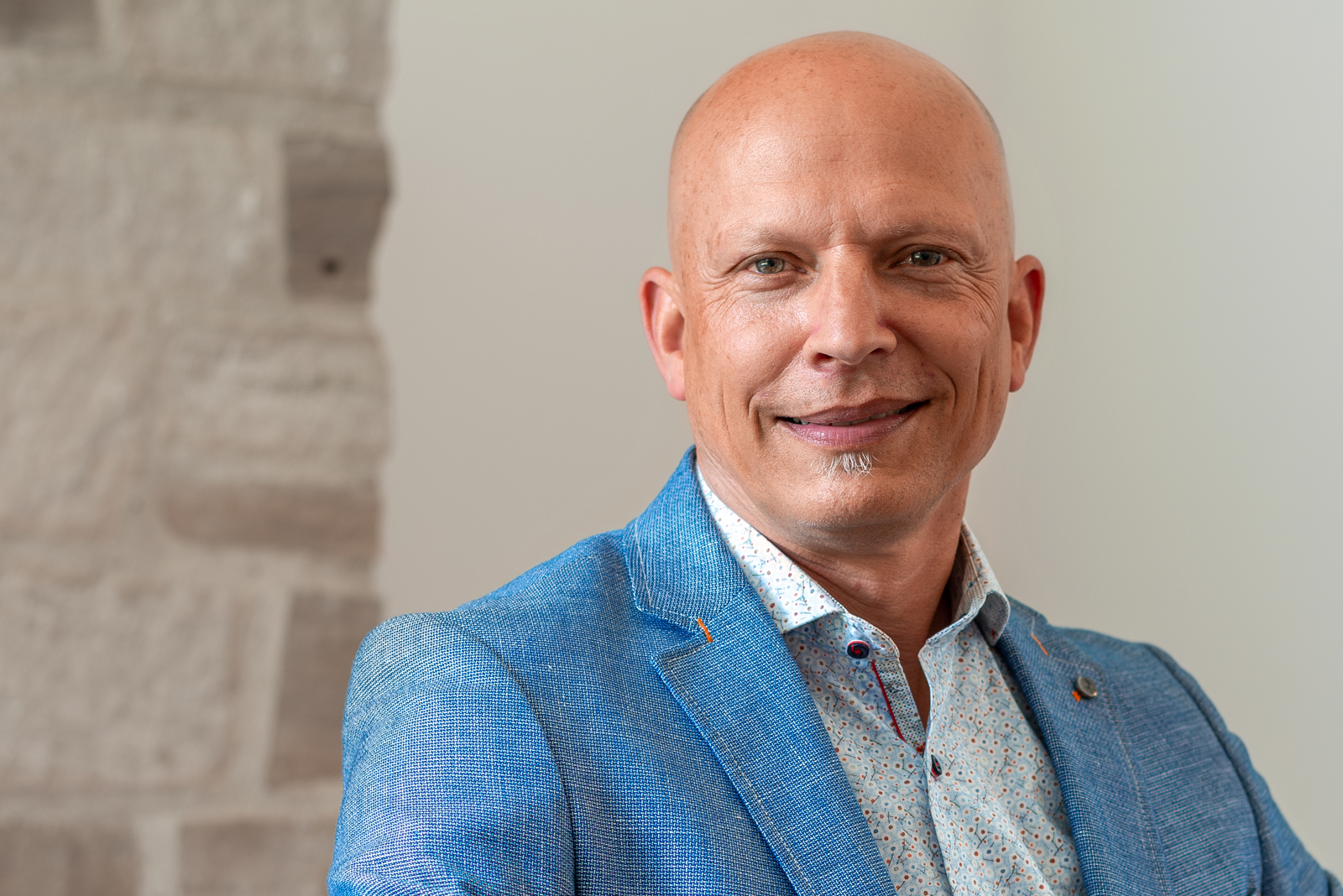 Man in a blue blazer