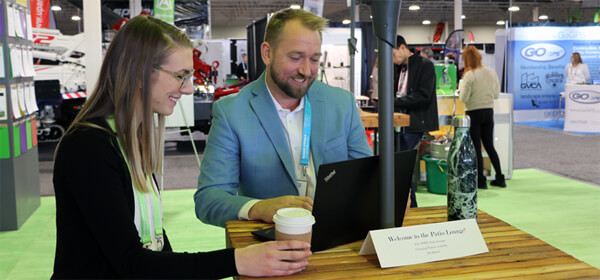 People sitting at a table networking