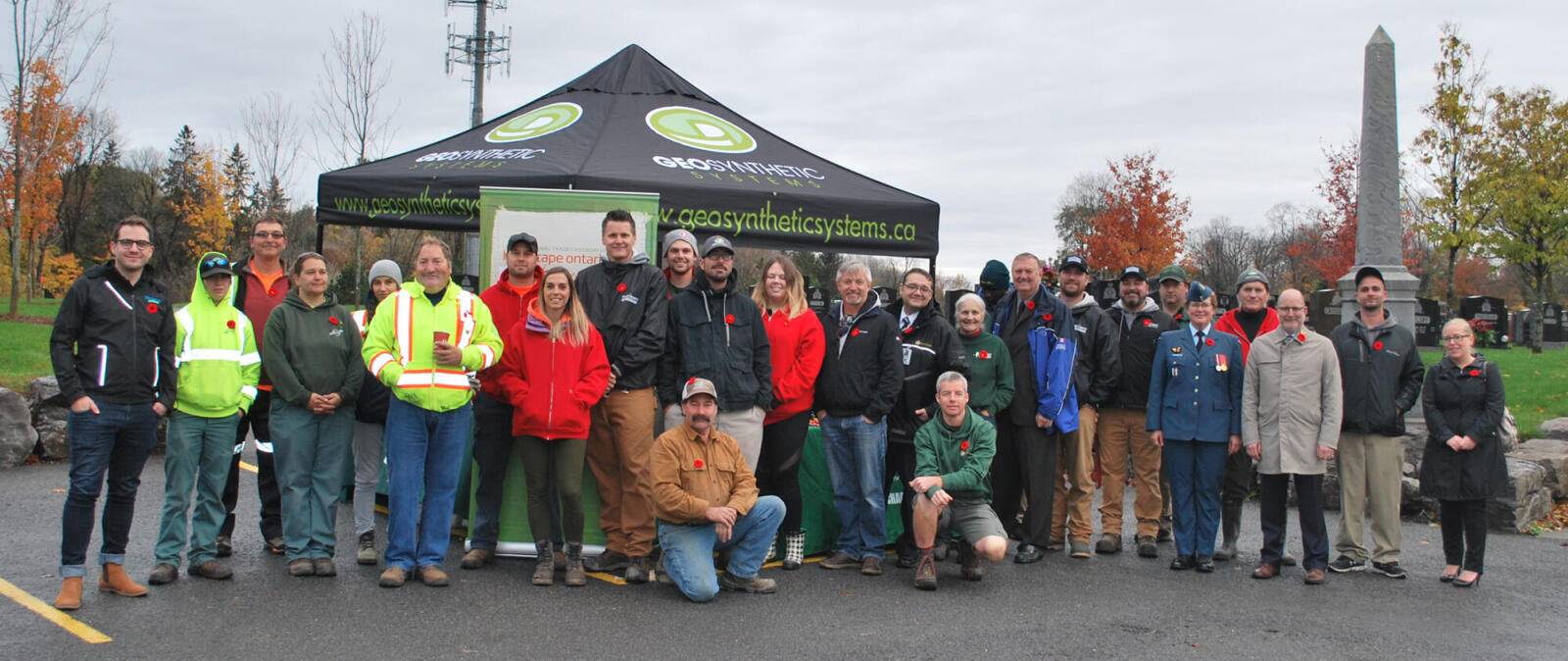 Volunteers spent a day to prepare the grounds at the cemetery for Remembrance Day.