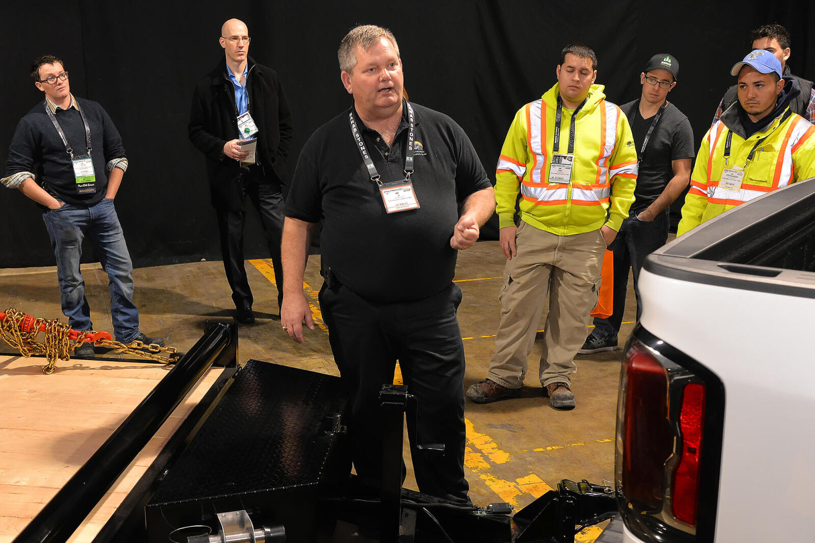 Trade show attendees learn proper vehicle safety on the show floor at Congress.