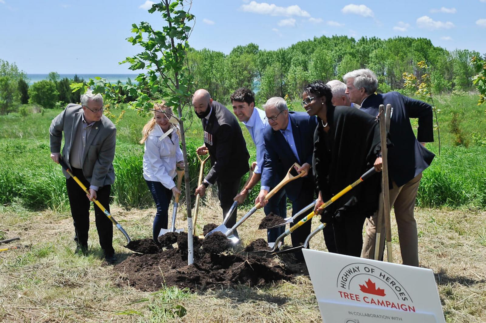 Prime Minister Justin Trudeau was joined by numerous special guests for a ceremonial tree planting.