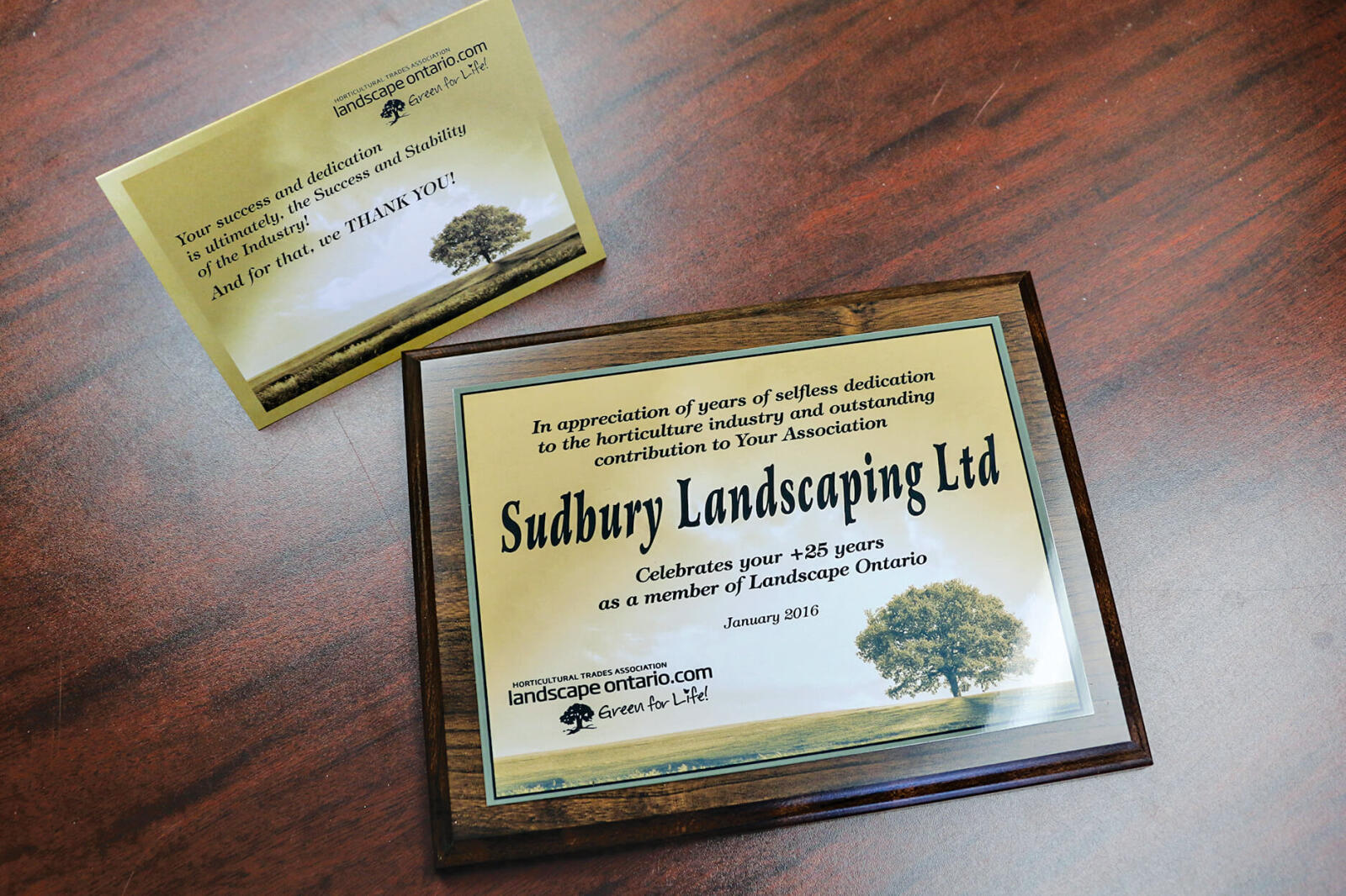 LO is thanking long-standing member companies with a special plaque this year.