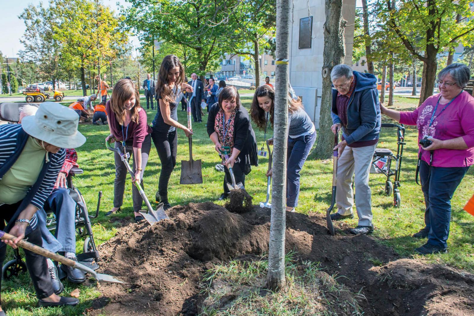 Sunnybrook Hospital in Toronto celebrated National Tree Day by planting trees throughout the property.