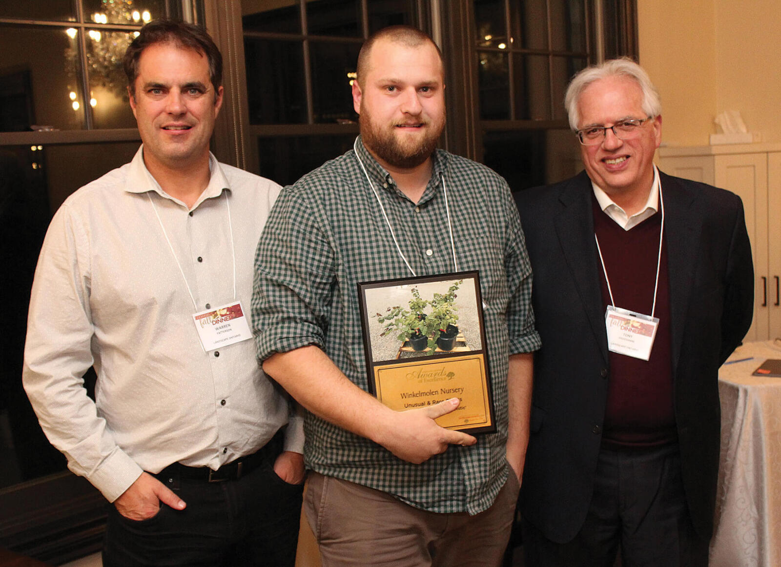 Warren Patterson, LO President, with Jeff Winkelmolen of Winkelmolen Nursery and Tony DiGiovanni, LO Executive Director.