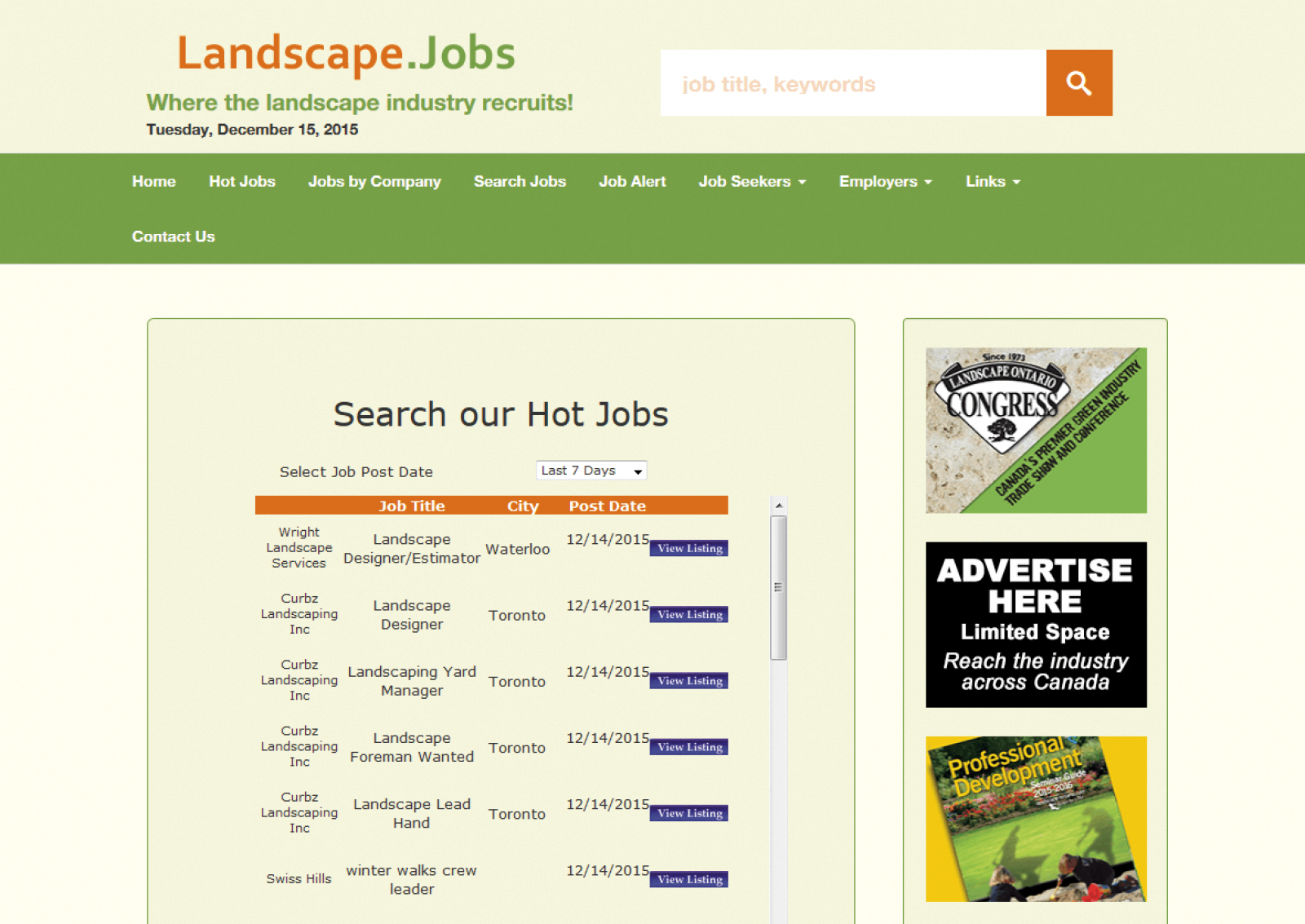 Free jobs resource for landscape industry