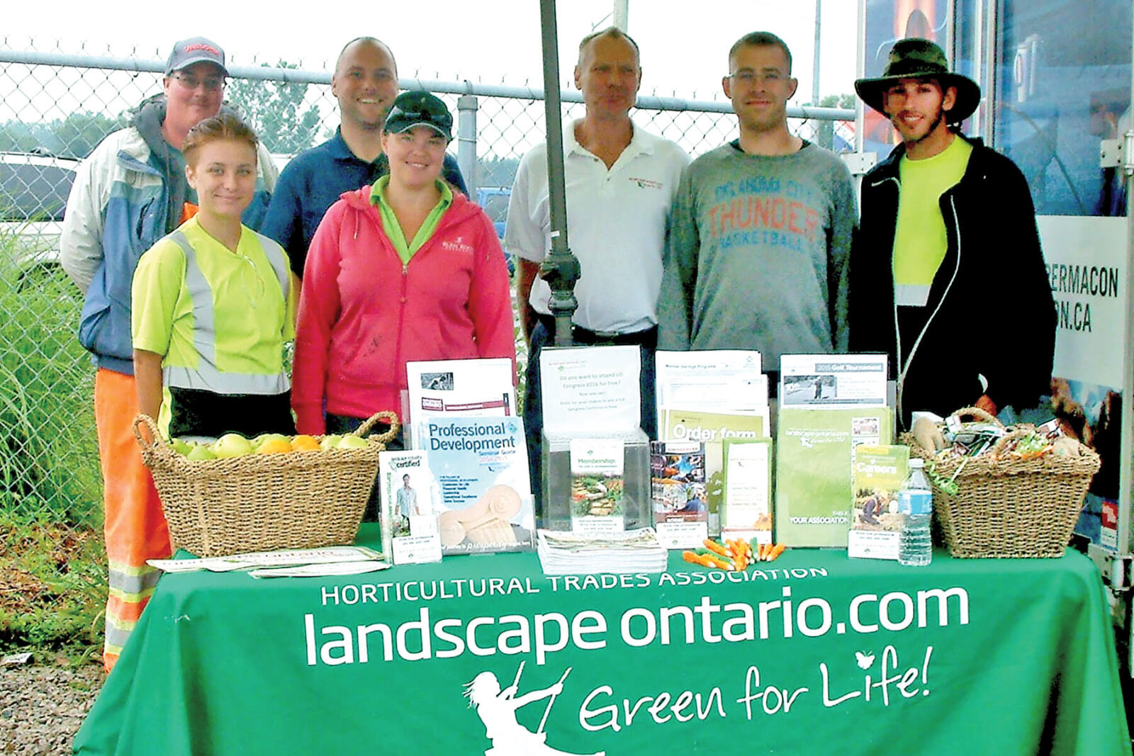 Membership Appreciation Days visited Grand River Natural Stone in London. Some of those at the event include, in front from left, staff from Rural Roots Landscaping in Lambeth, Andrea Kennedy, Pam Cook, Dan Litman and Matt Brezden. In back from left, is an unidentified staff member from Grand River Stone, Jarrett Woodard of Grand River Stone and past president of the London Chapter, and Peter Vanderley of Vanderley Landscaping in London, and London Chapter President.