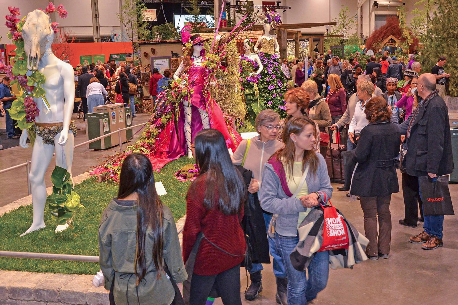 From opening day, Mar. 14, to closing day, Mar. 23, crowds enjoyed the amazing gardens and displays at Canada Blooms. The fashion show of floral clothing was a big hit.