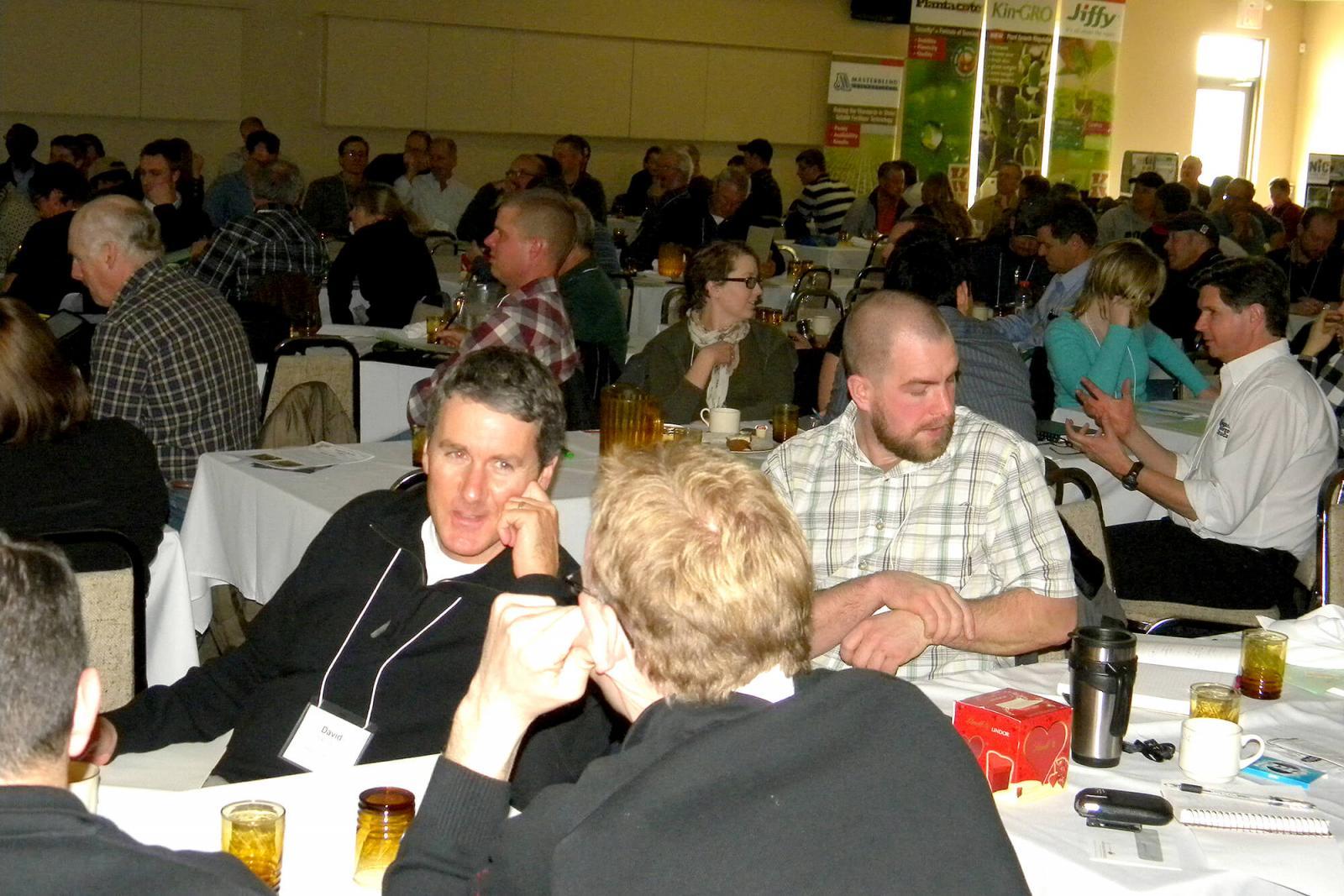 A few of the 190 in attendance take a break from the full-day of education at the annual Growers Short Course in Guelph.