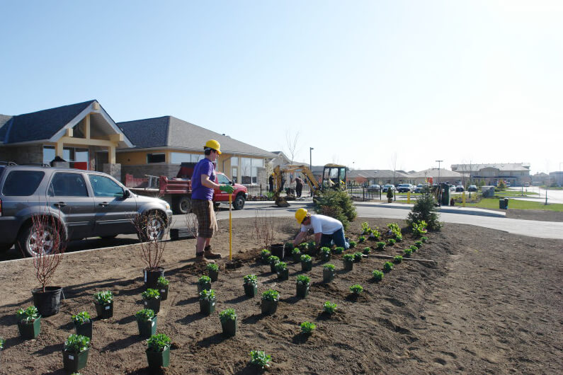 Students helped to create a landscape at Gilda’s Club.