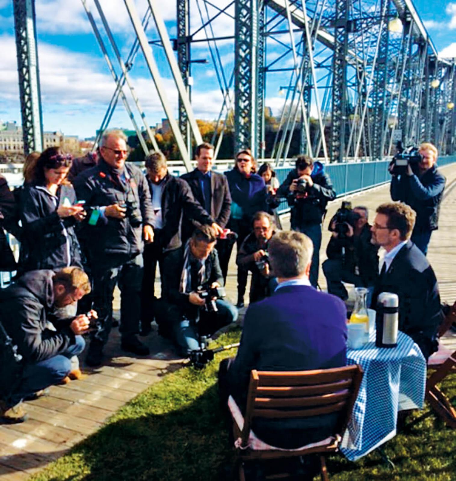 Picnic on the Bridge, complete with sod, was announced  at a media event.