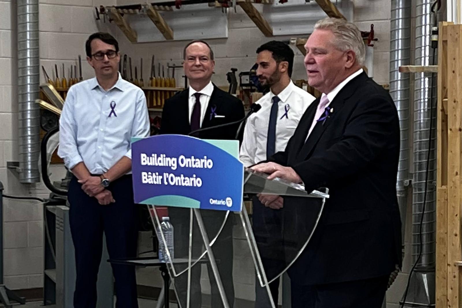 Ontario Ministers Monte McNaughton, Peter Bethlenfalvy, and Stephen Lecce made the annoucement with Premier Doug Ford on March 8, 2023. 