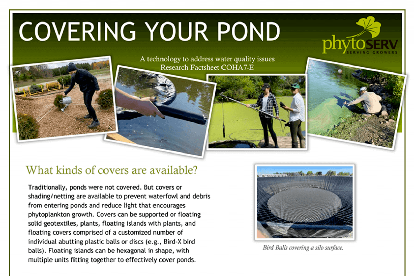 Pond water quality fact sheets
